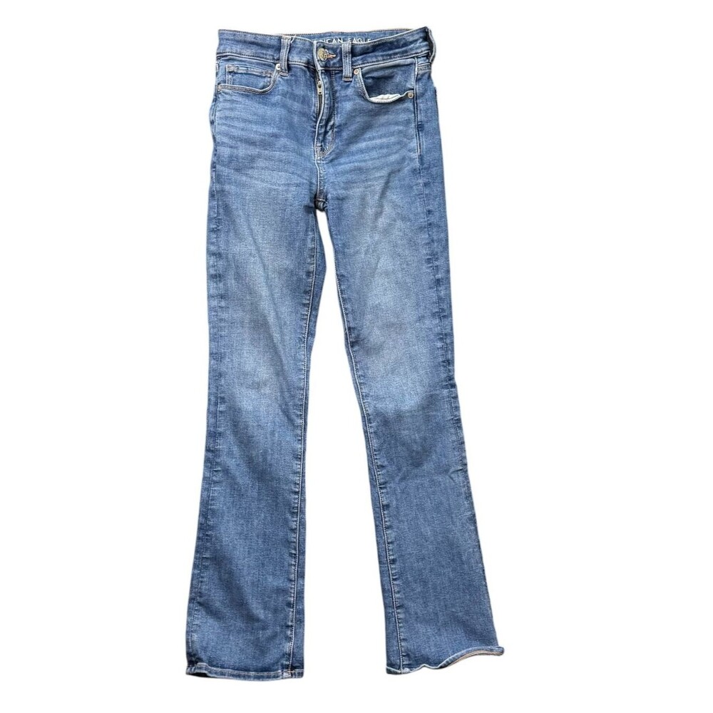 American Eagle Hi Rise Skinny Kick Jeans 4 Bootcut Next Level Stretch Denim Boho